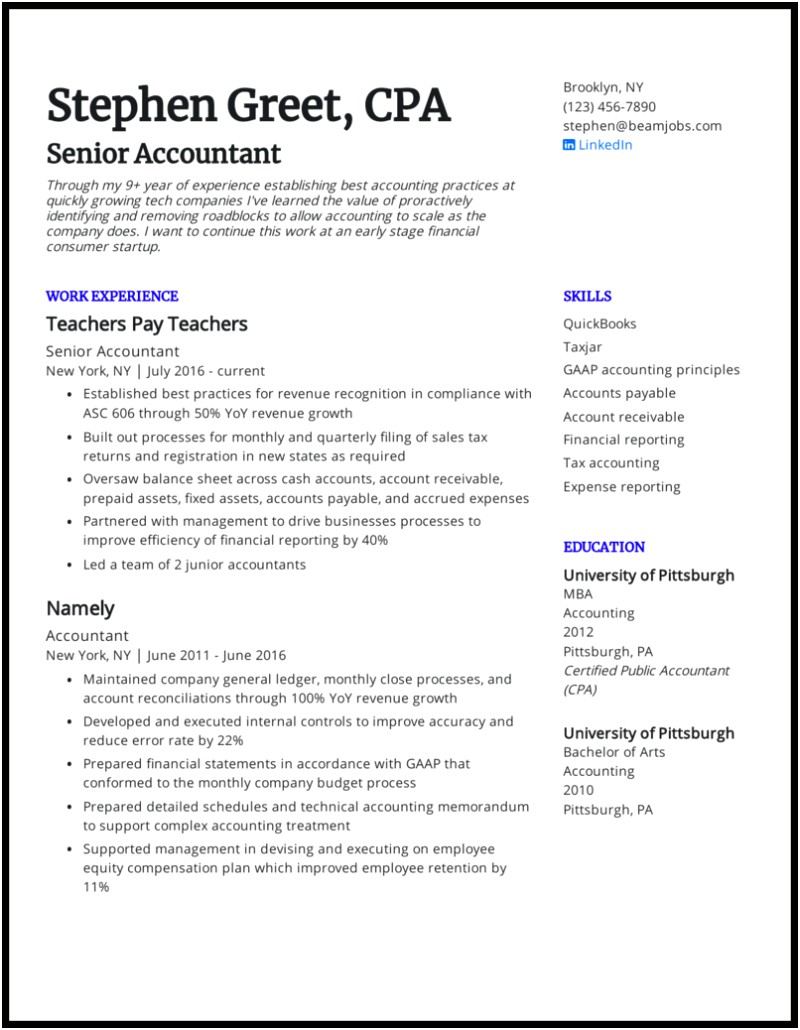 Accounting Resume Without Accounting Work Experience