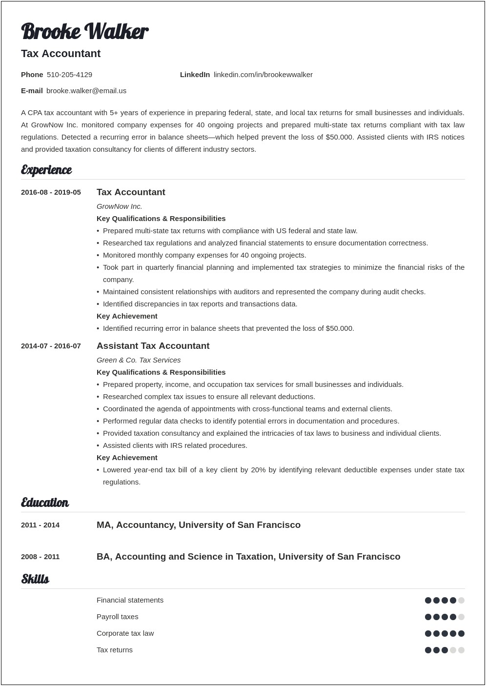 Accounting Student Resume For Government Jobs