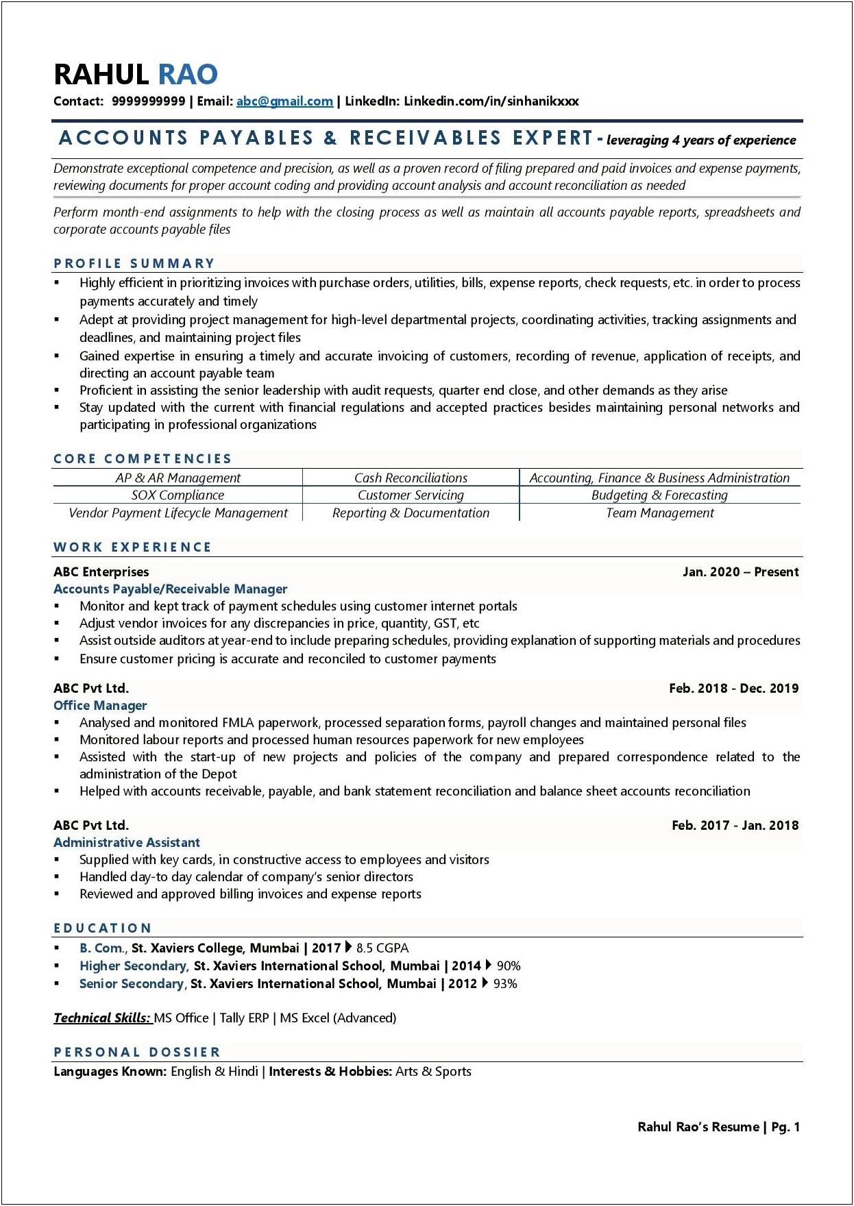 Accounts Payable Assistant Job Description Resume