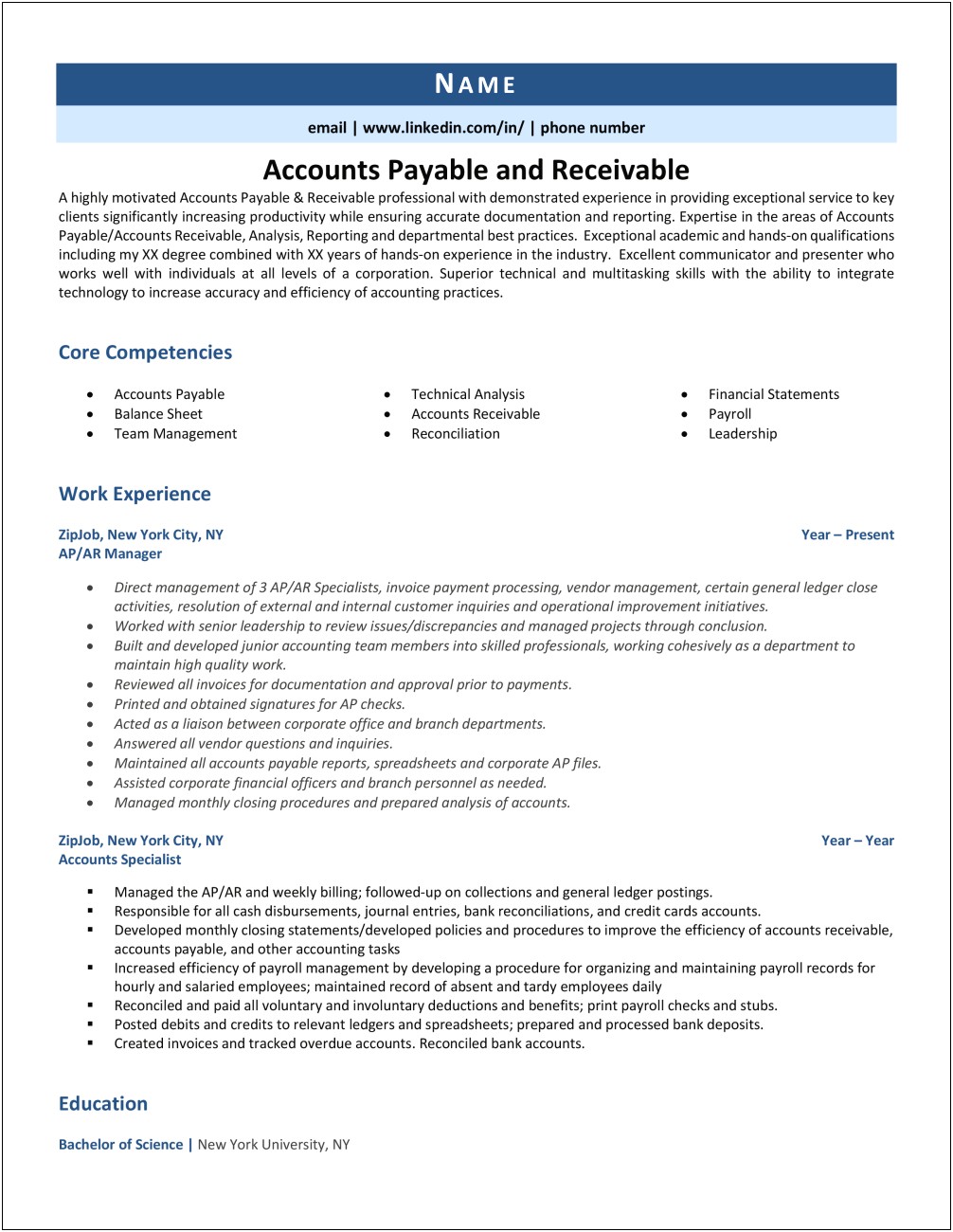 Accounts Payable Job Description On Resume
