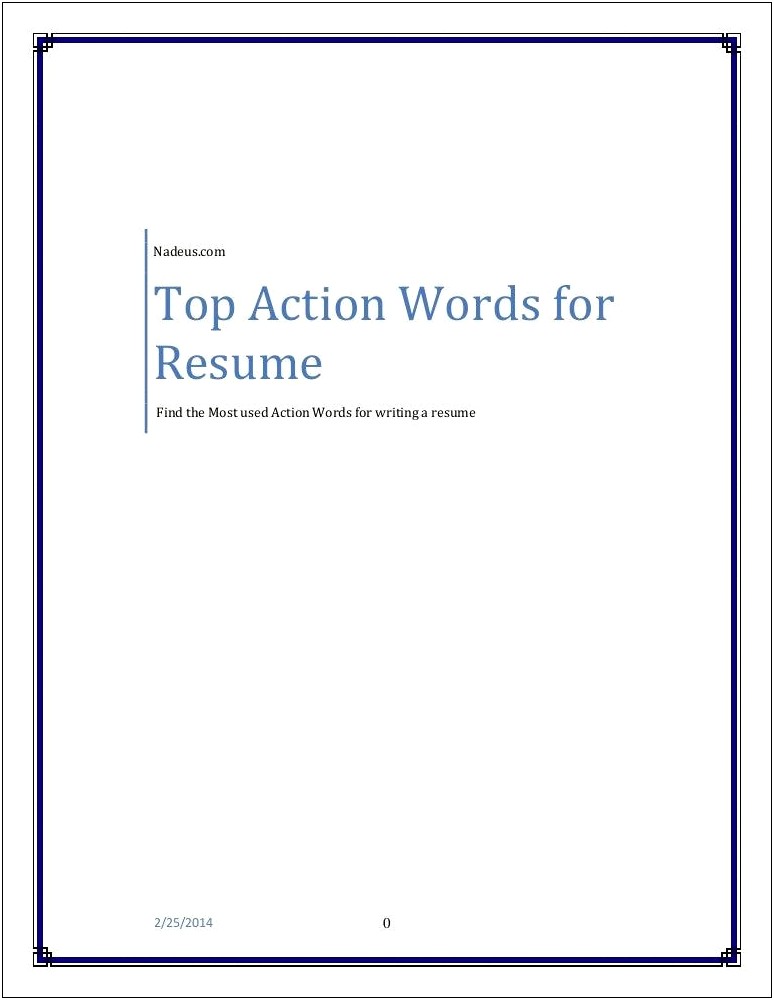Action Words For Resume Experience With