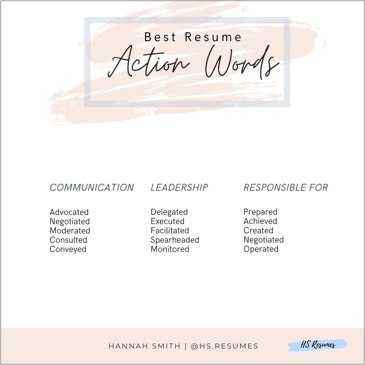 Action Words To Put In A Resume