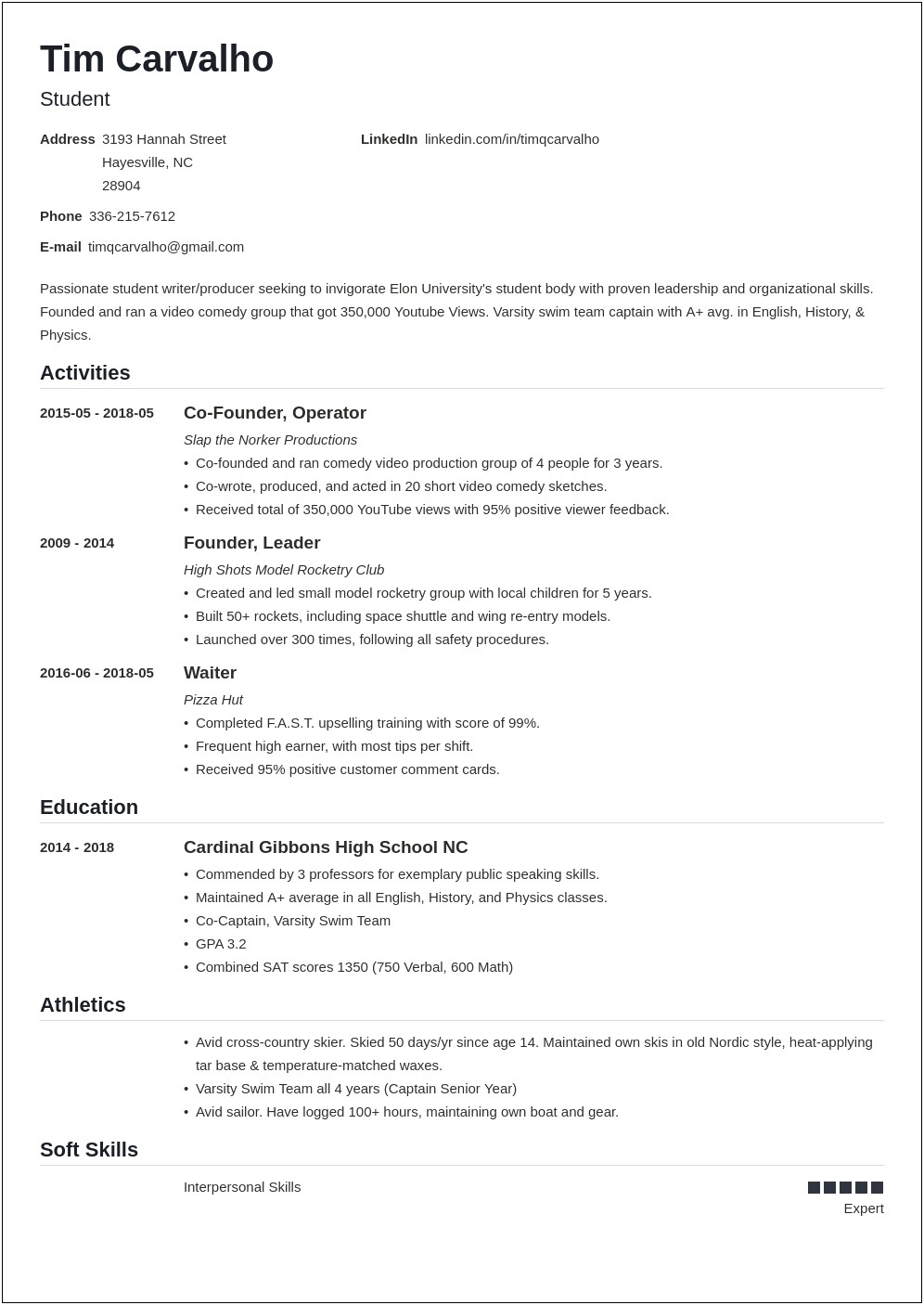 Activities That Look Good On A College Resume
