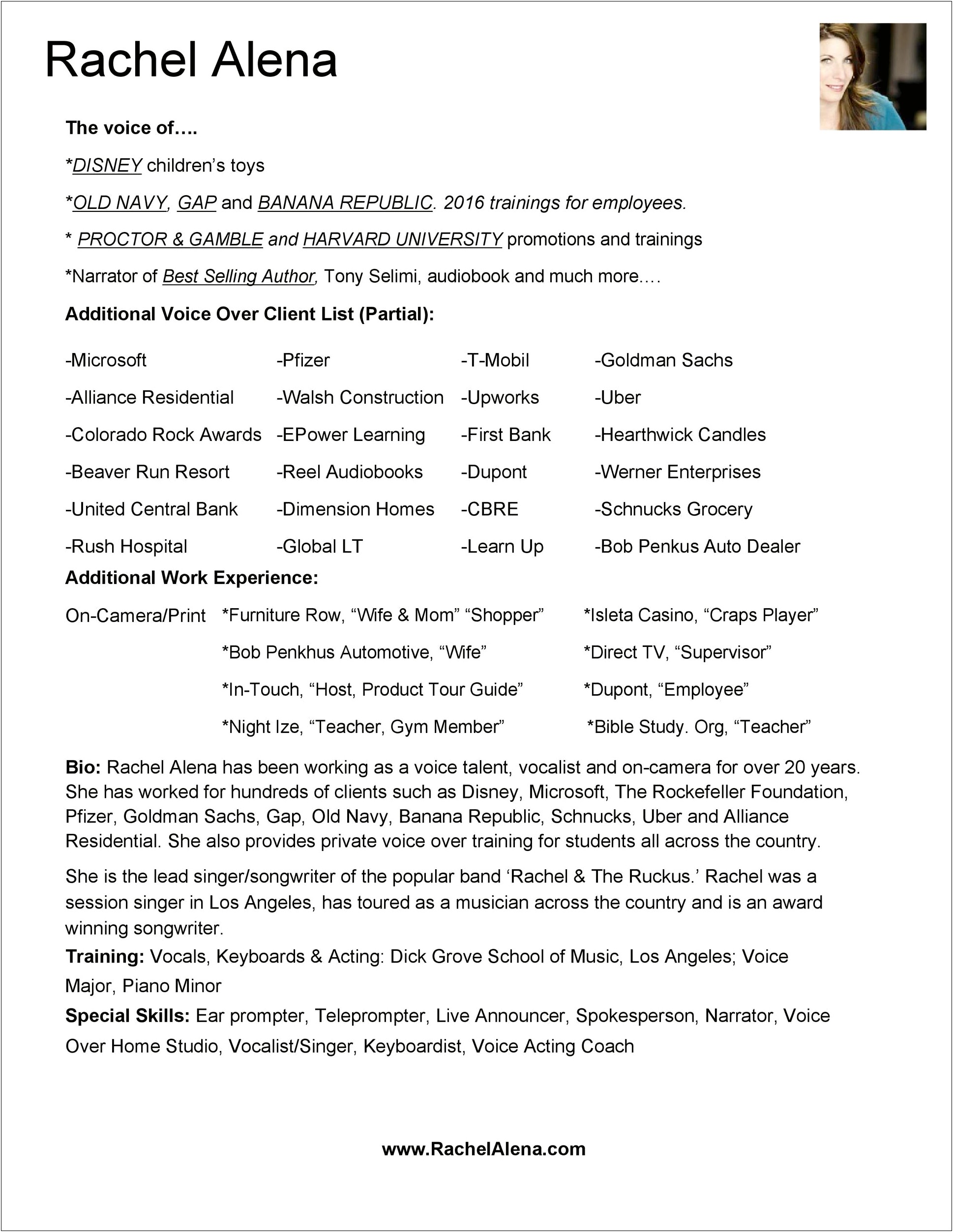 Actor Performance Resume Template Word Format Free Download