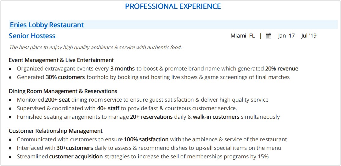 Adding Restaurant Experience To Your Resume