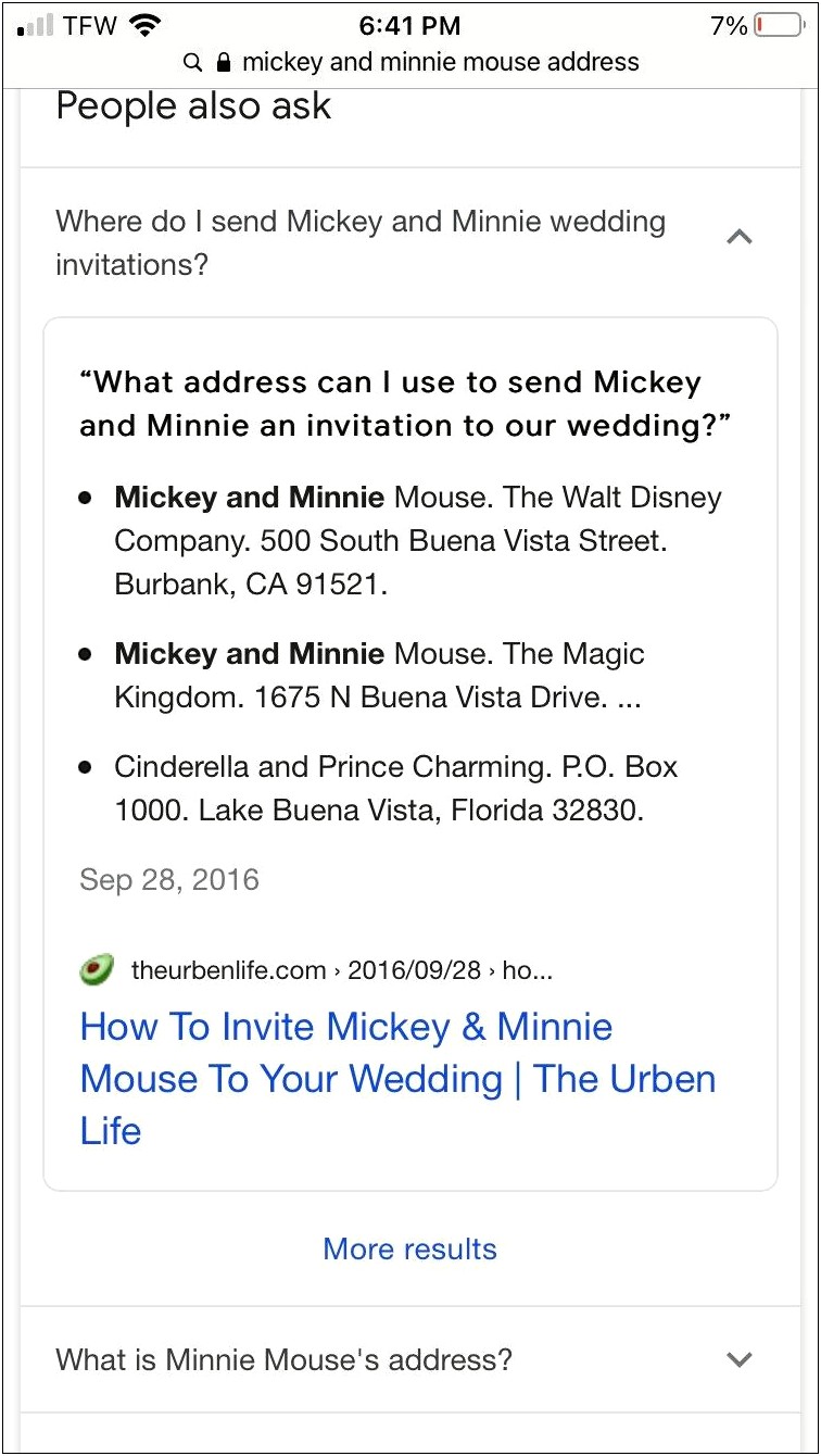 Address To Send Mickey And Minnie Wedding Invitations