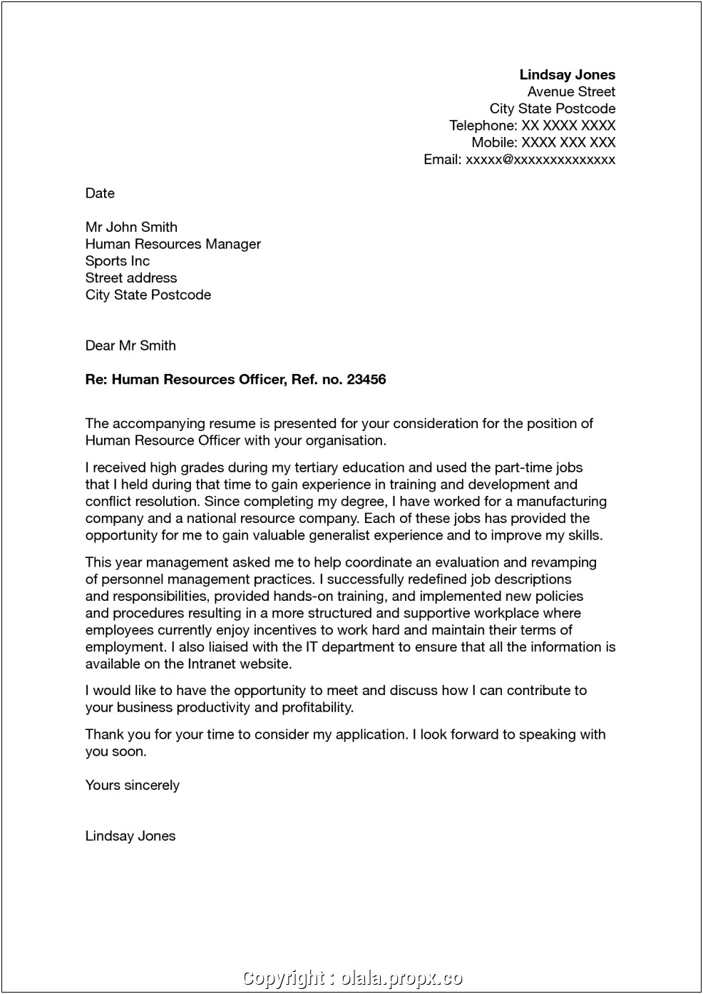 Addressing Cover Letter Resume Human Resources