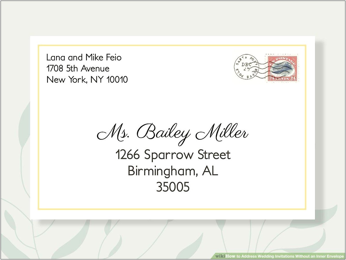 Addressing Wedding Invitations With One Outer Envelope