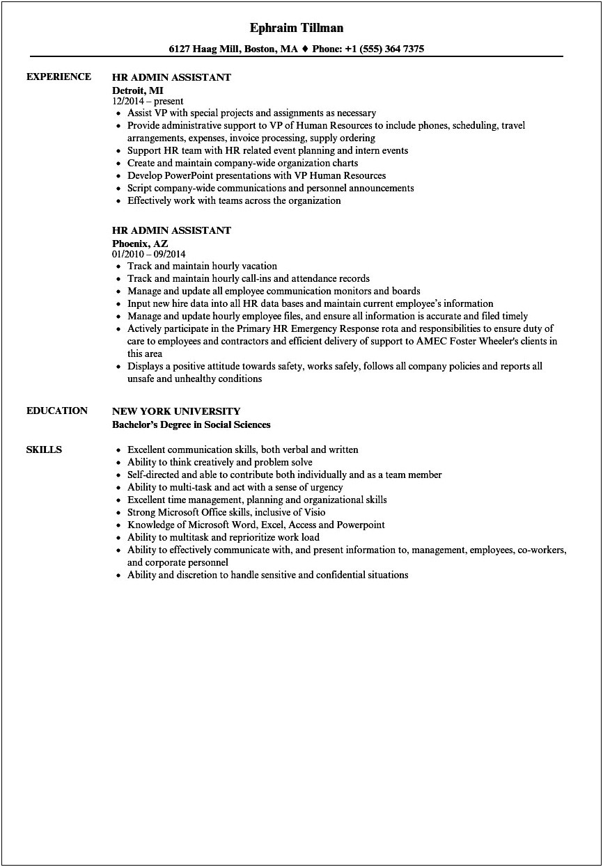 Admin Assistant Resume Example Create My Resume