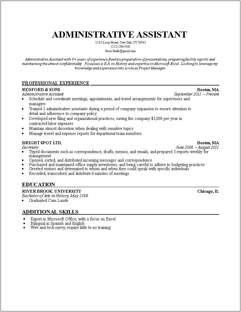 Administrative Assistant Modern Resume Templates Free Download