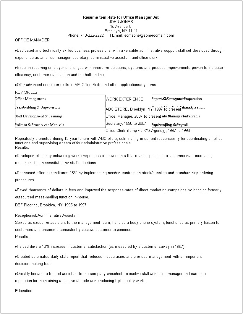 Administrative Assistant Office Manager Resume Professional Summary