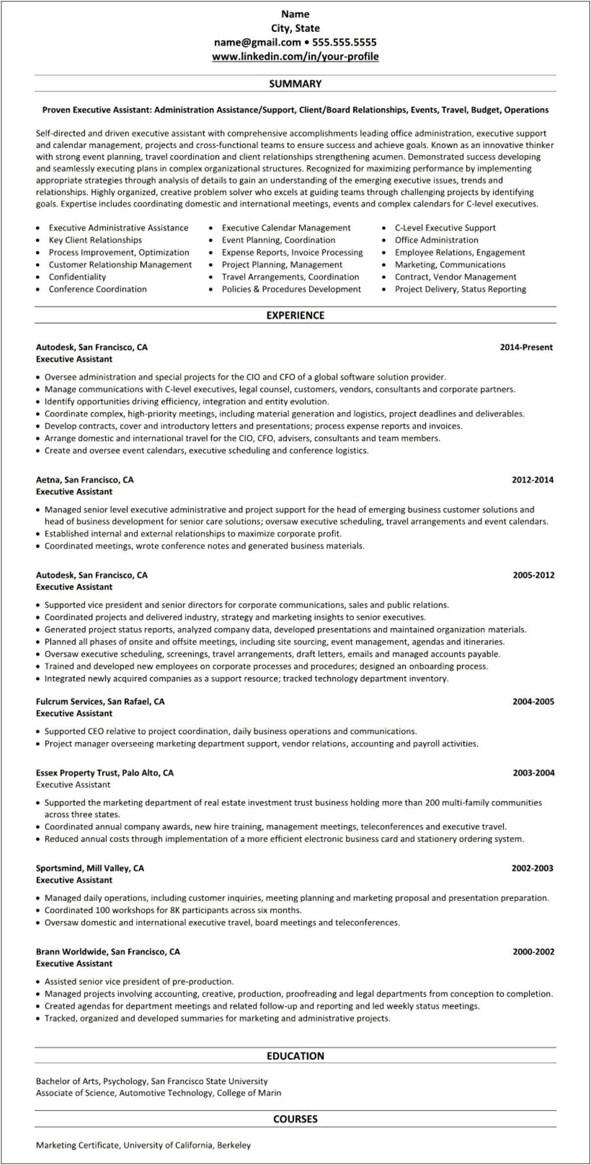 Administrative Assistant Professional Summary For Resume