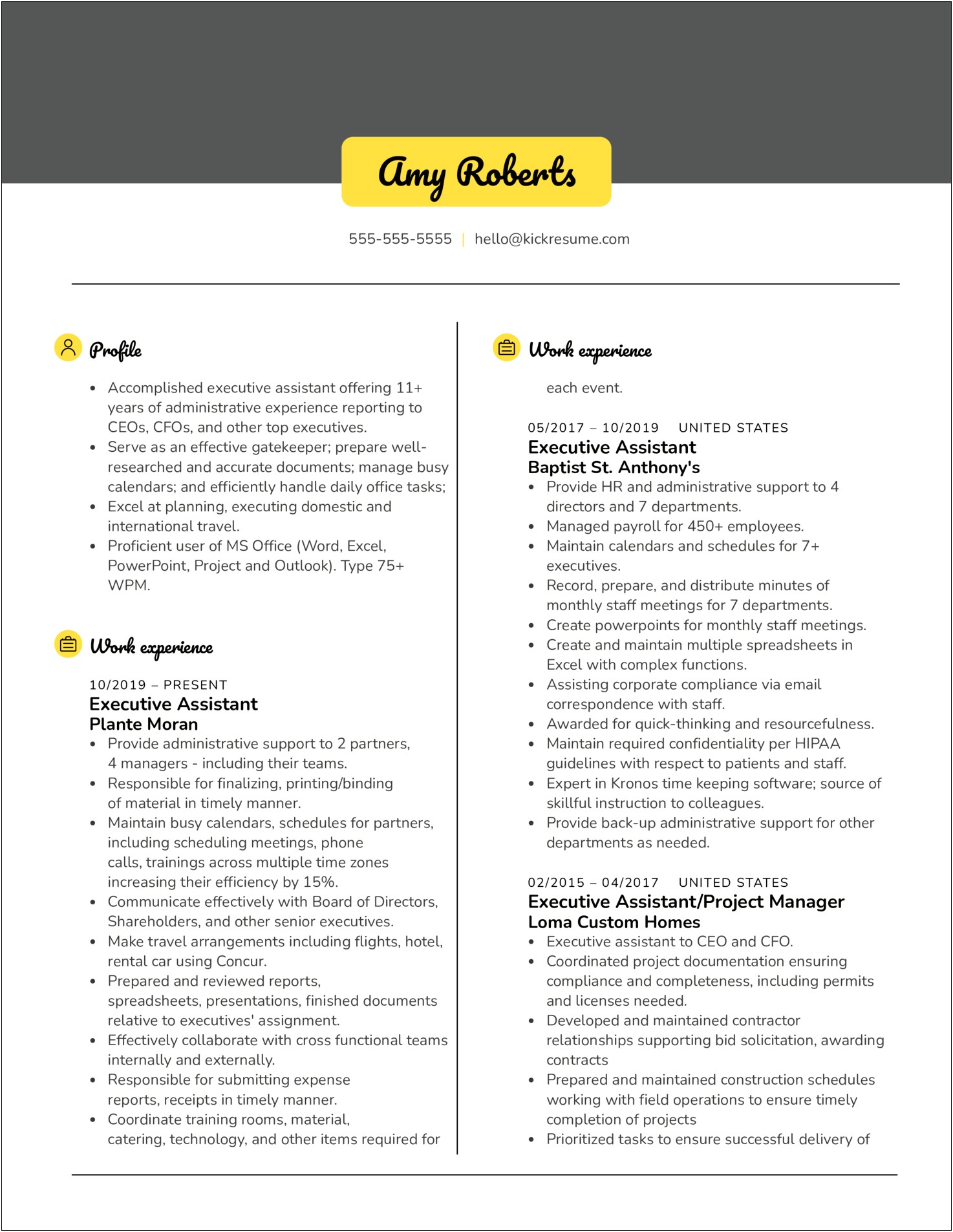 Administrative Assistant To The Ceo Resume Sample