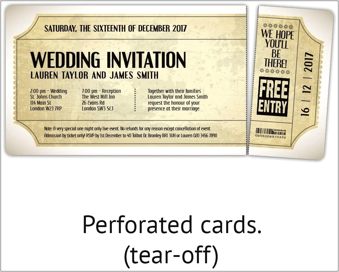 Admission Ticket Ticket Wedding Invitation One Night Only