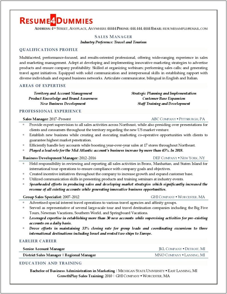 Advertising Agency Account Manager Resume Sample
