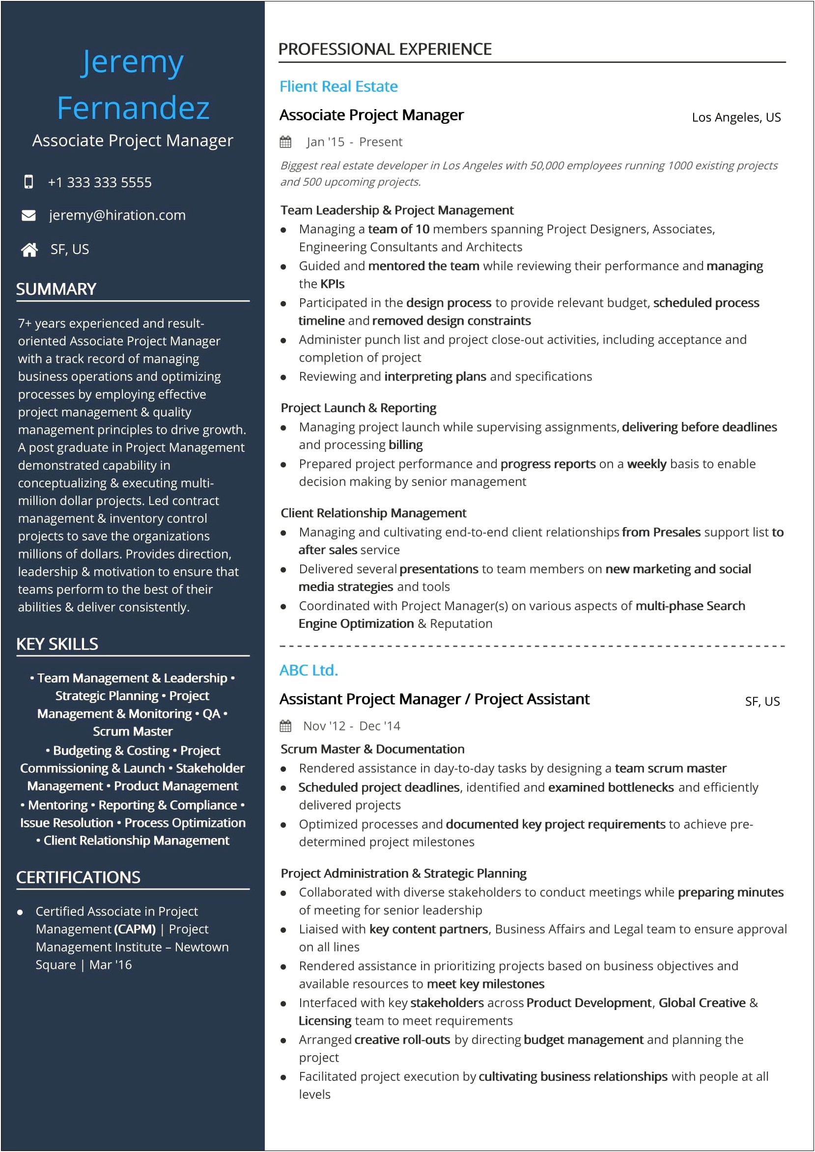 Agile Project Manager Scrum Master Resume