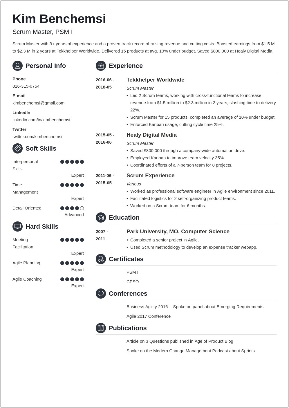 project manager jira resume
