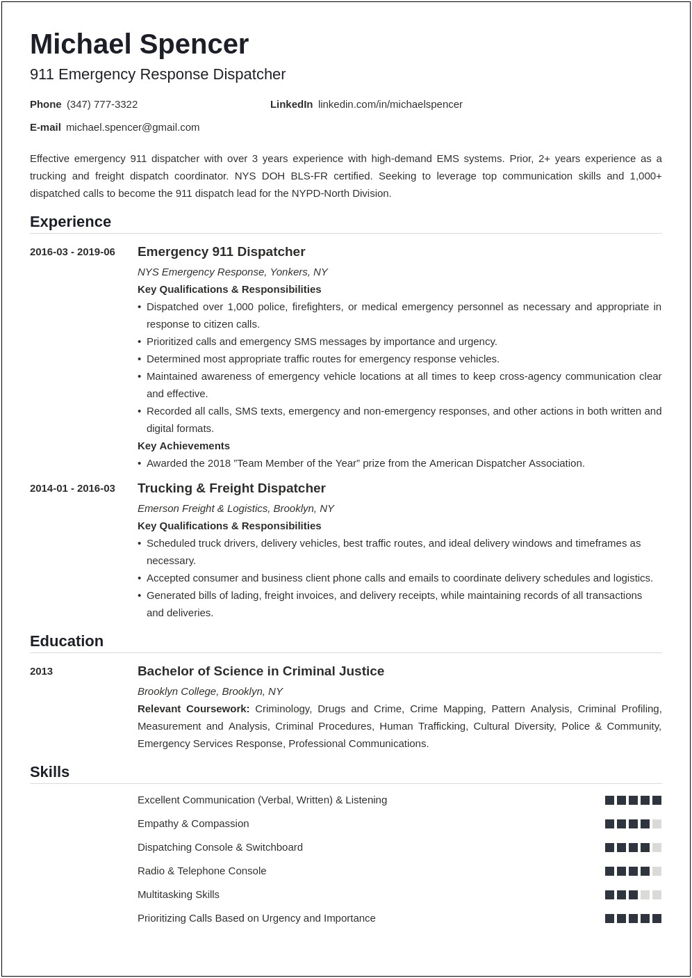 Aircraft Dispatcher Resume With No Experience Write