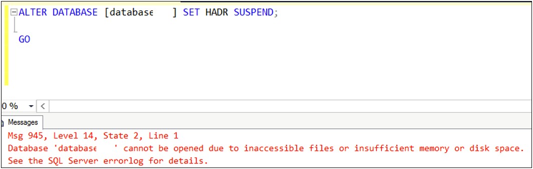 Alter Database Set Hadr Resume Not Working