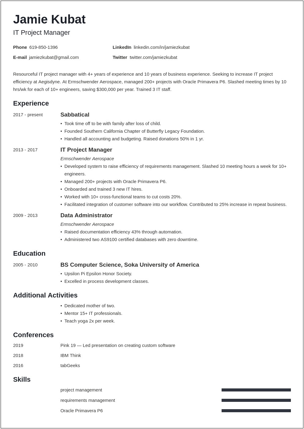 An Education Gap In The Resume Example