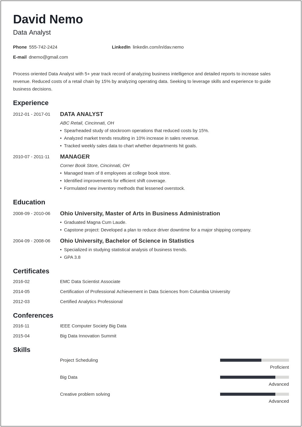 Analyst I Objective On A Resume
