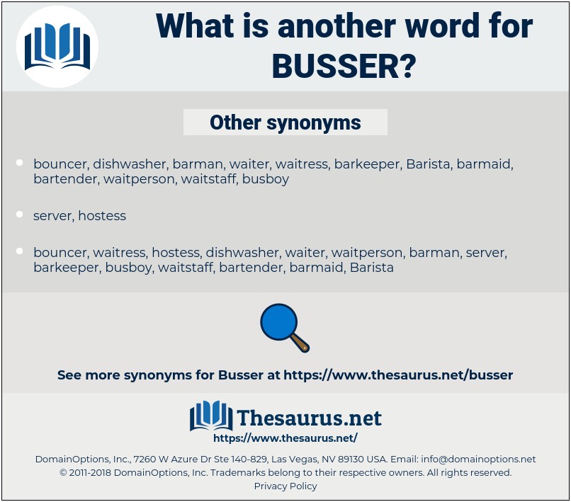 Another Word For Busser On Resume