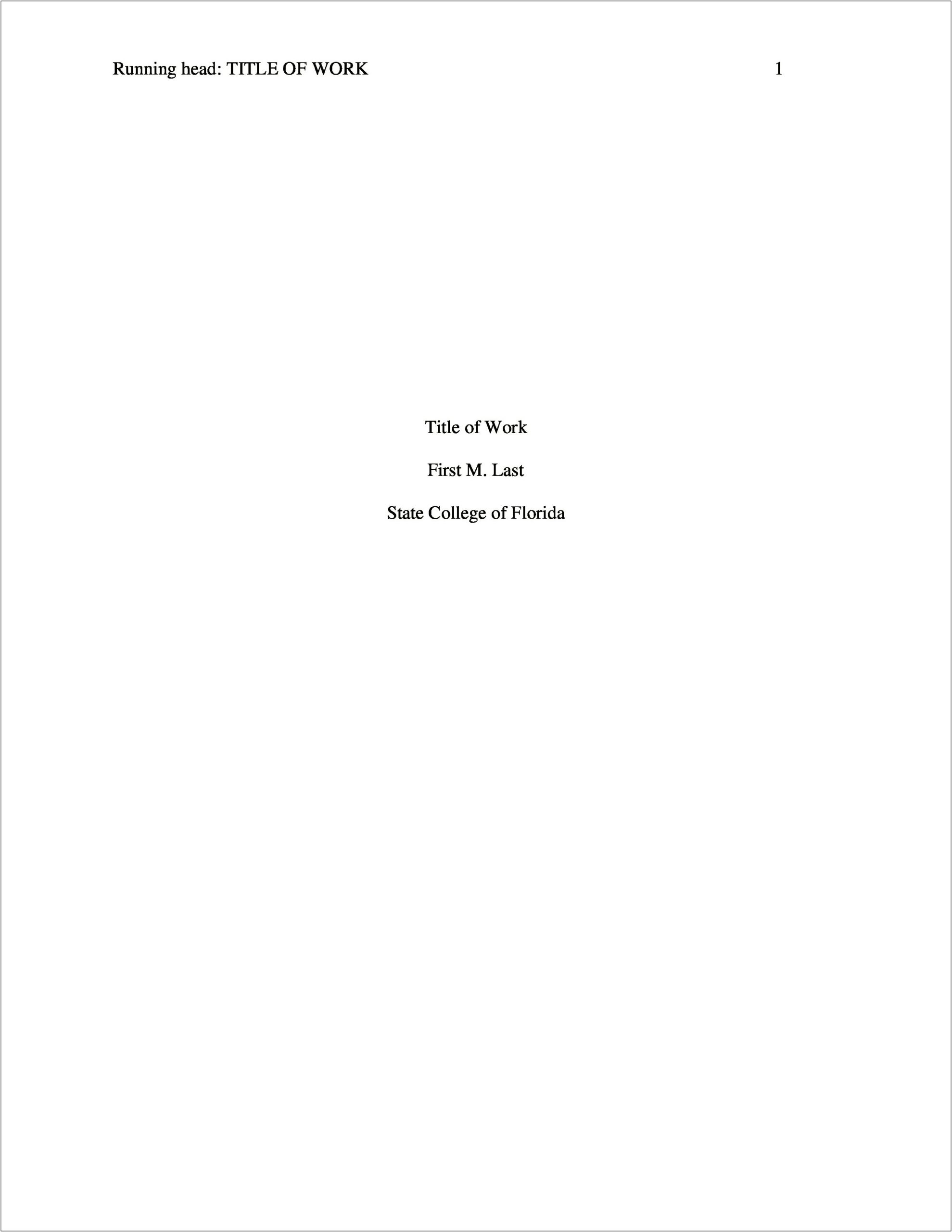 Apa Format Title Page Template Download