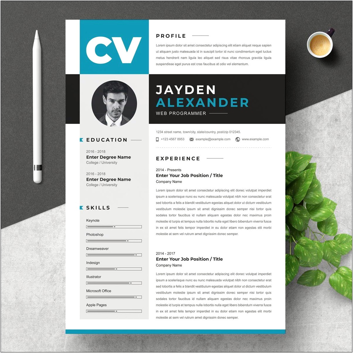 Apple Pages Modern Resume Template Delete Line