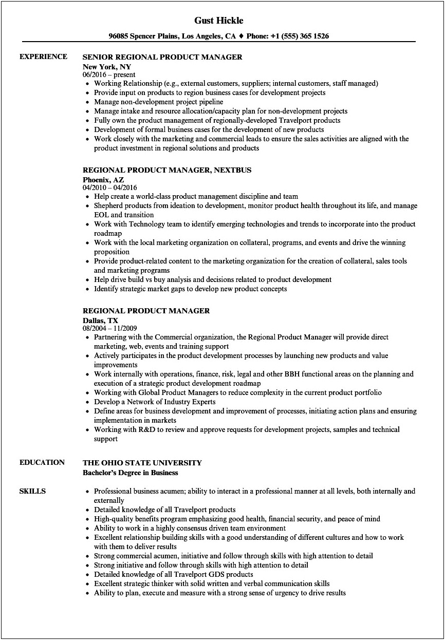 Area Manager Job Description For Resume