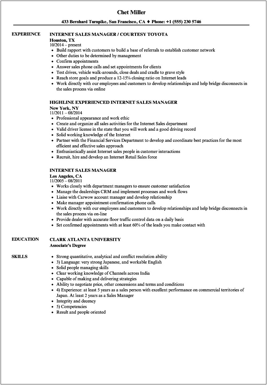 Area Sales Manager Key Terms Resume