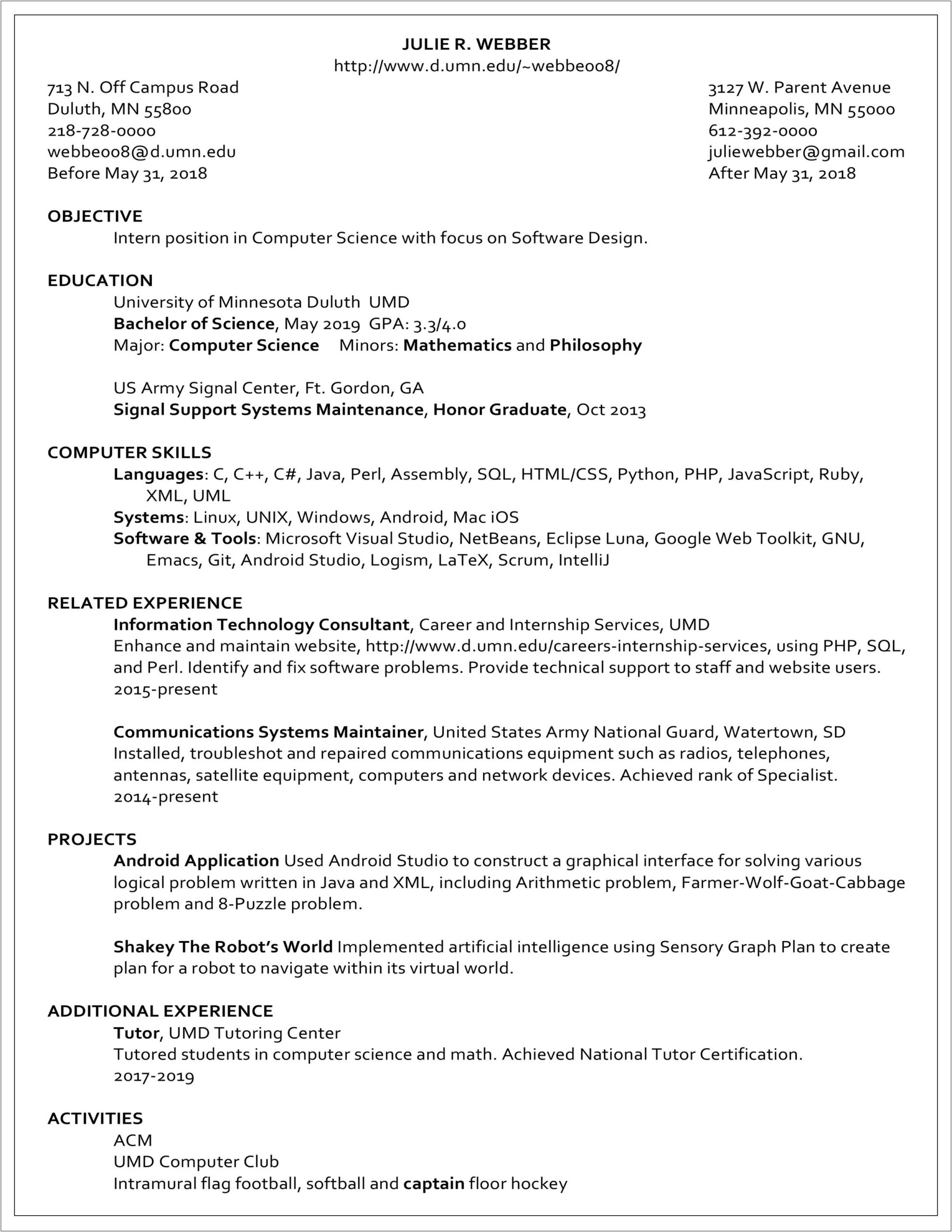 Army Captain Objective Summary Of Resume