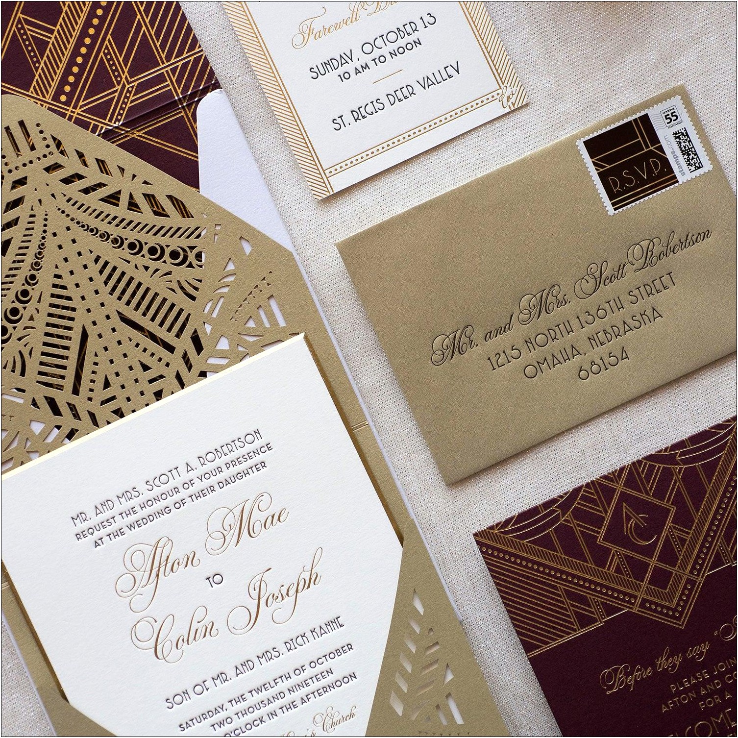 Art Deco Wedding Invitation Set By Gala Design