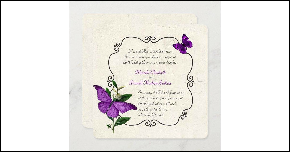Asian Handmade Purple Butterfly Wedding Invitations