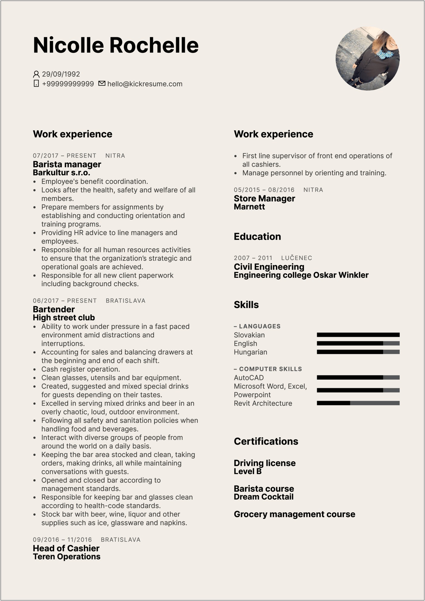 Assistant General Manager Resume For Hotel
