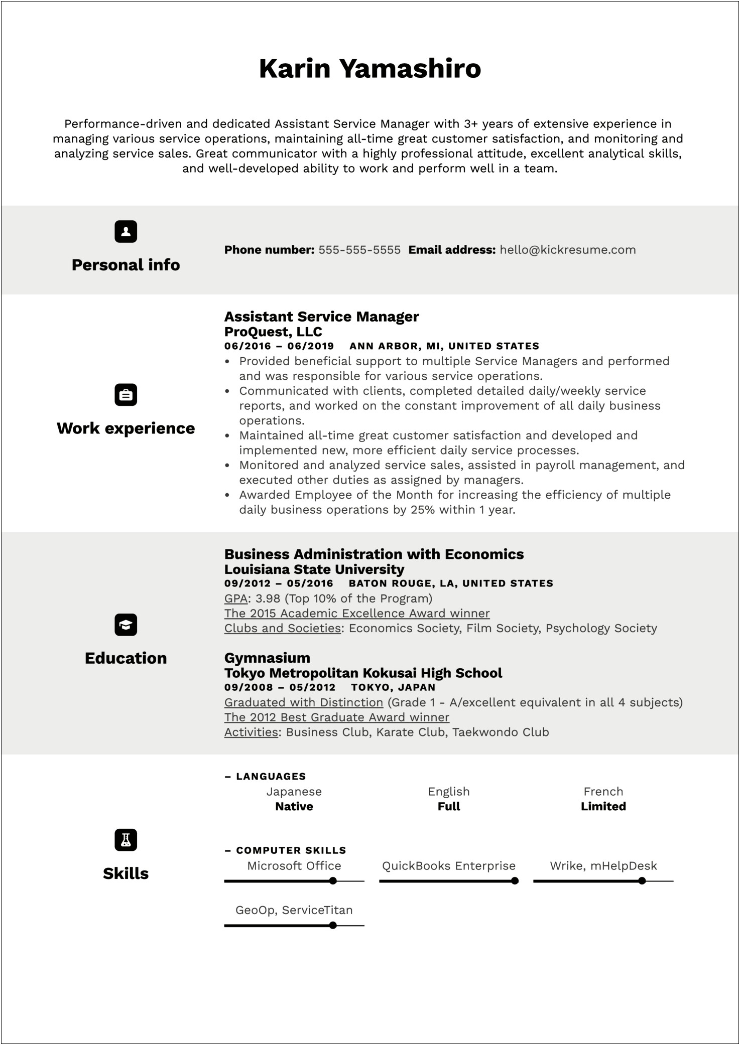 Assistant Manager Customer Service Resume Examples
