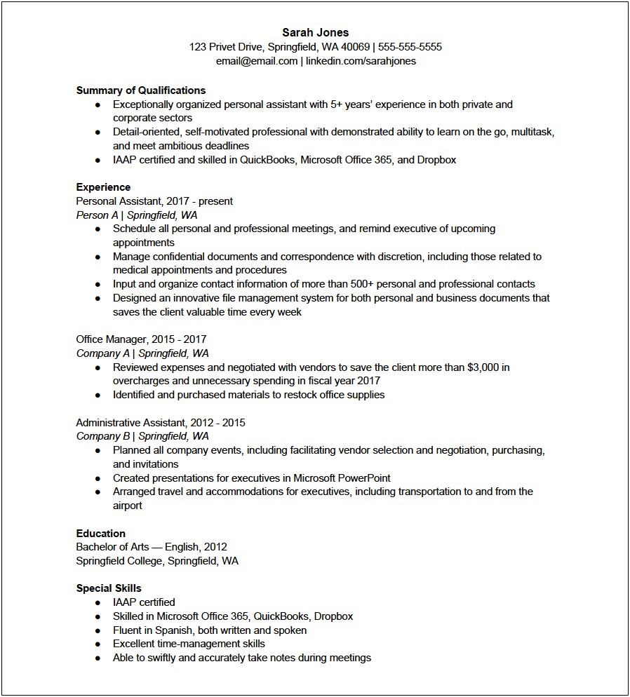 Assistant Office Manager Job Duties Resume