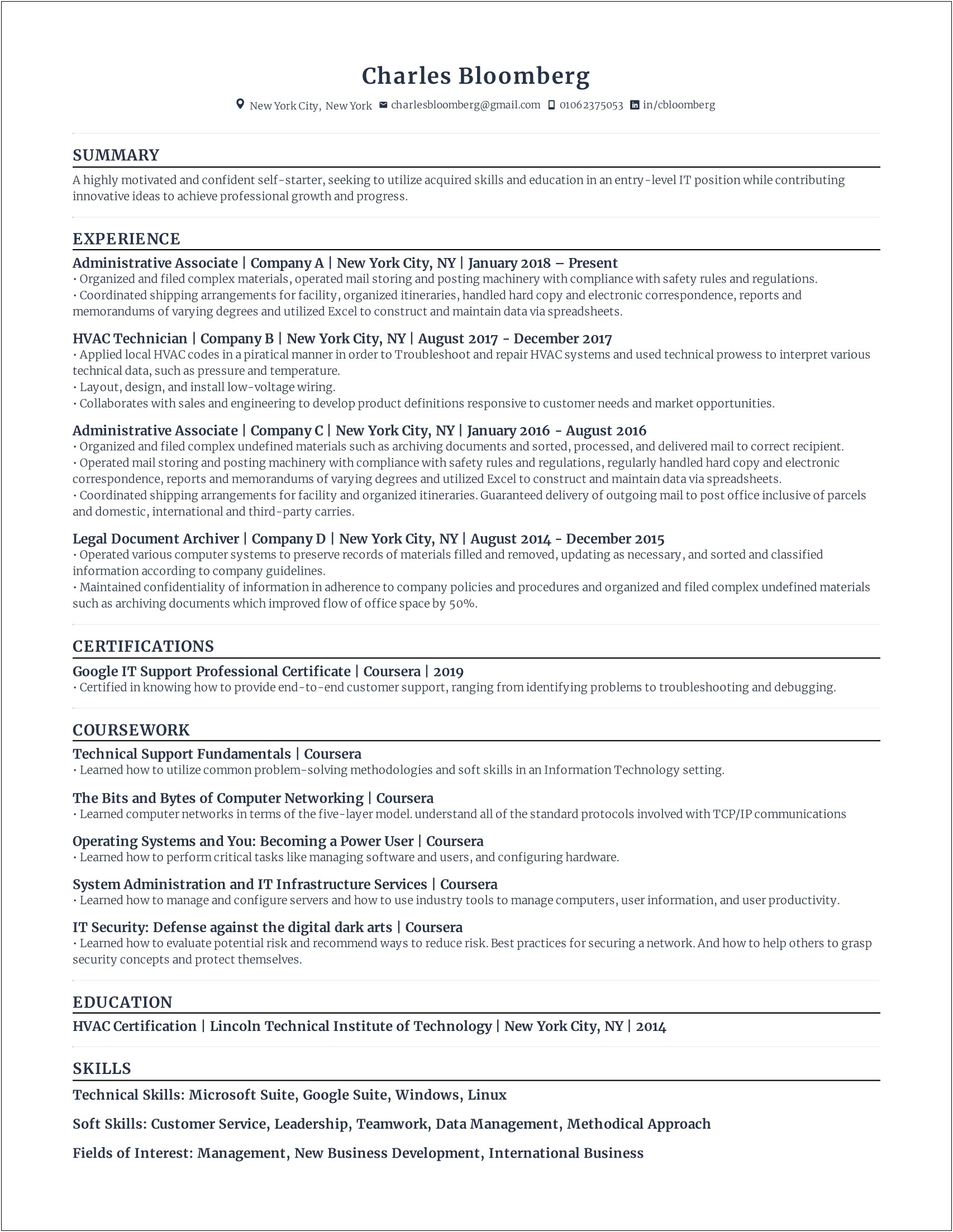 Ats Friendly Resume Template Free 2019