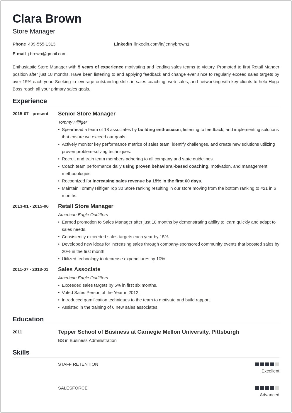 At&t Retail Sales Consultant Experience On Resume
