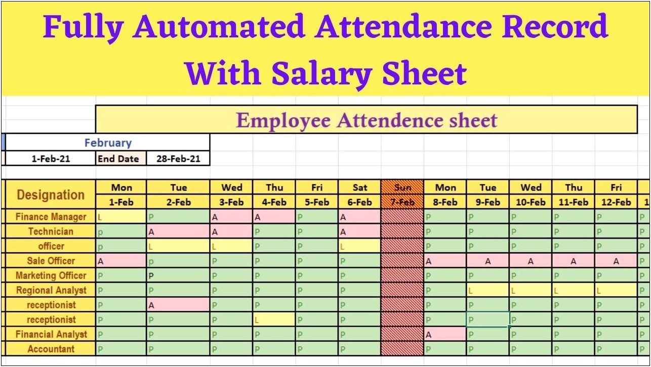 Attendance Sheet Template Excel For Employees Download
