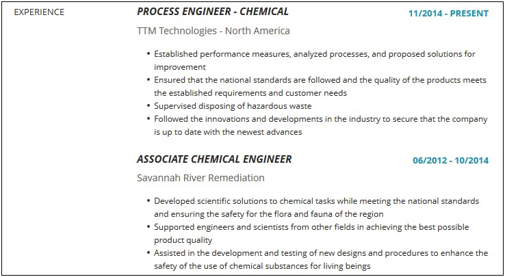 Auburn University Bachelor Of Chemical Engineering Resume Examples