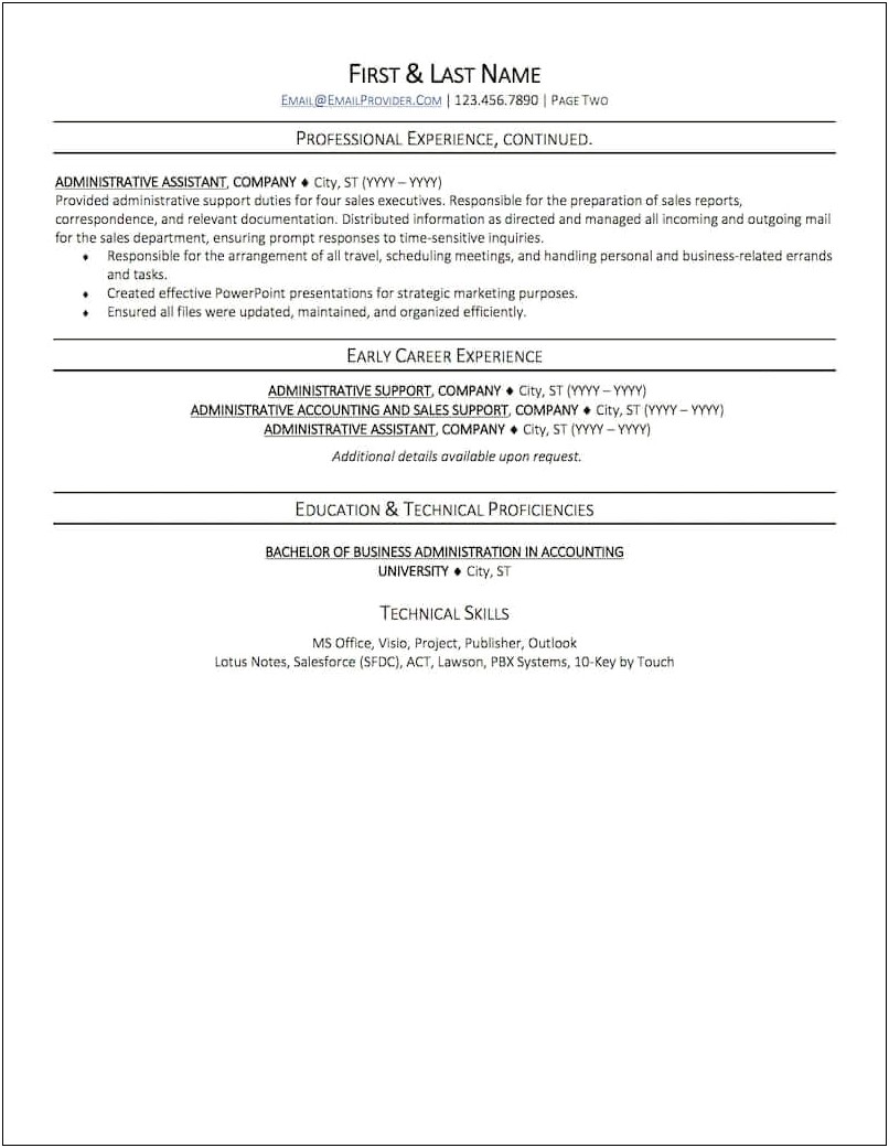 Australia Style Resume Template For Executive Assistant