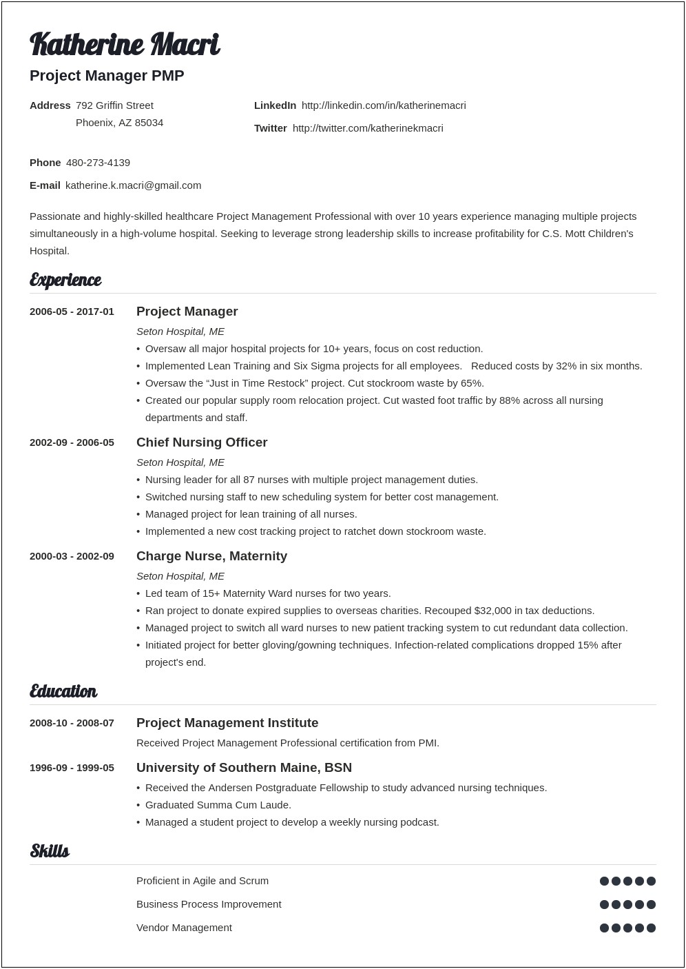 Automotive System Project Manager Resume Sample