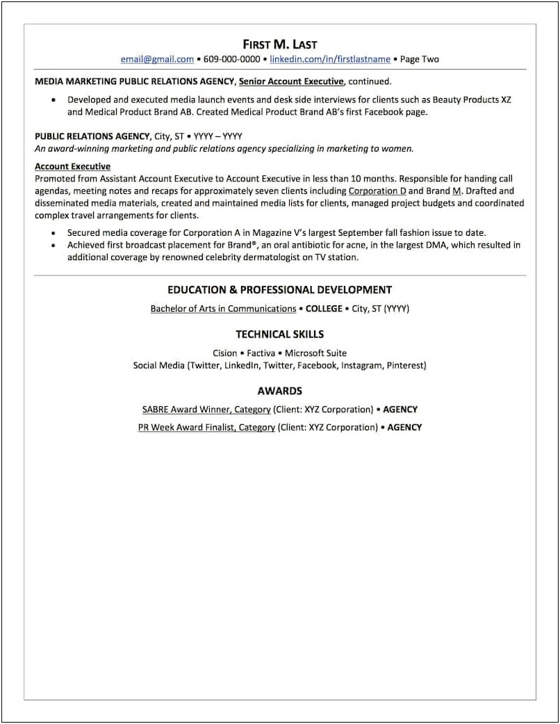 Awards And Achievements In Resume Example