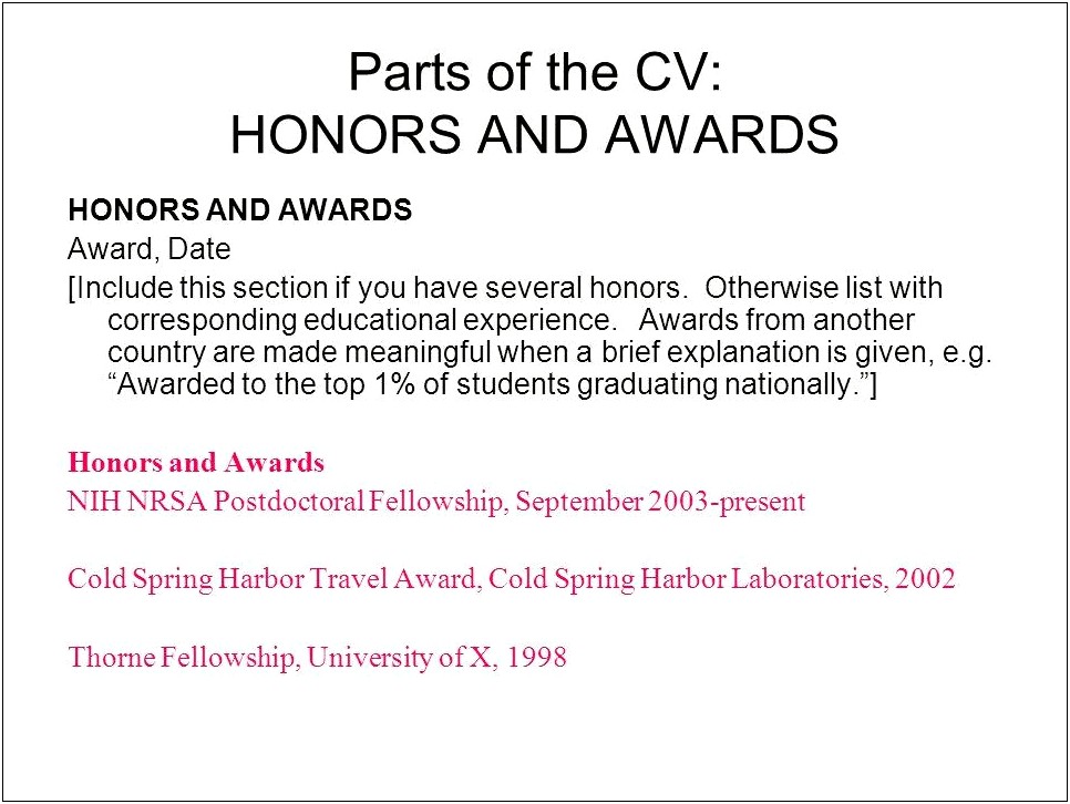 Awards And Honors To Put On A Resume