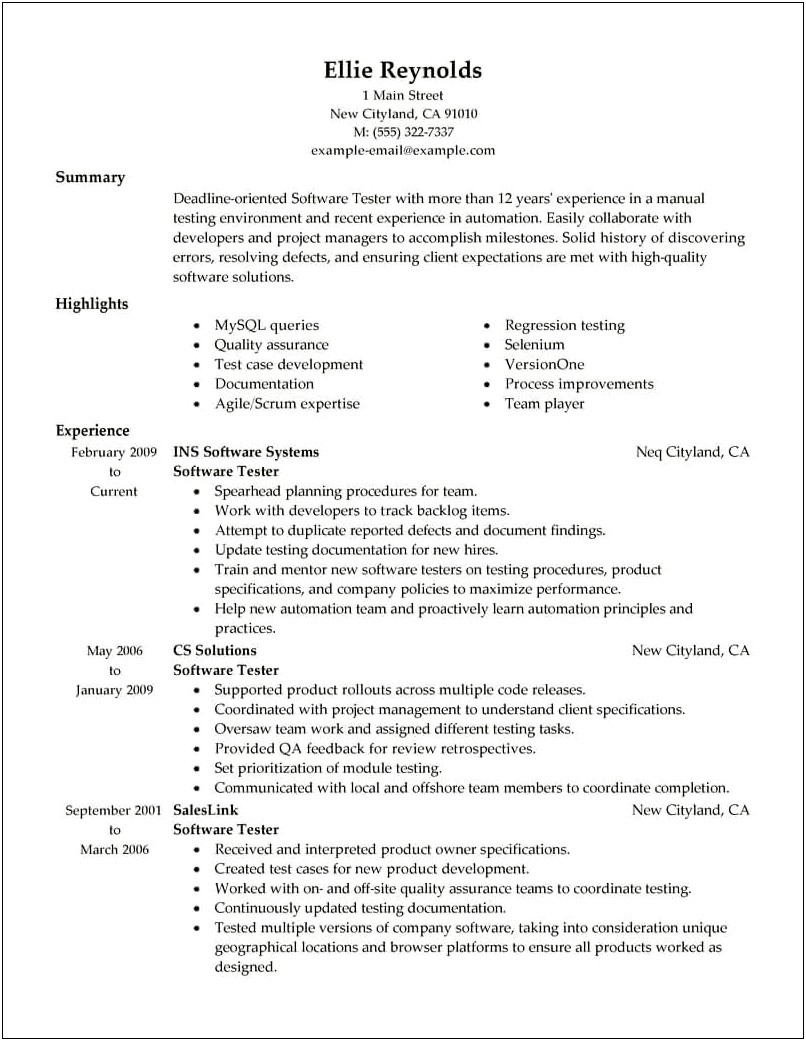 Aws Engineer Resume With Uft Experience