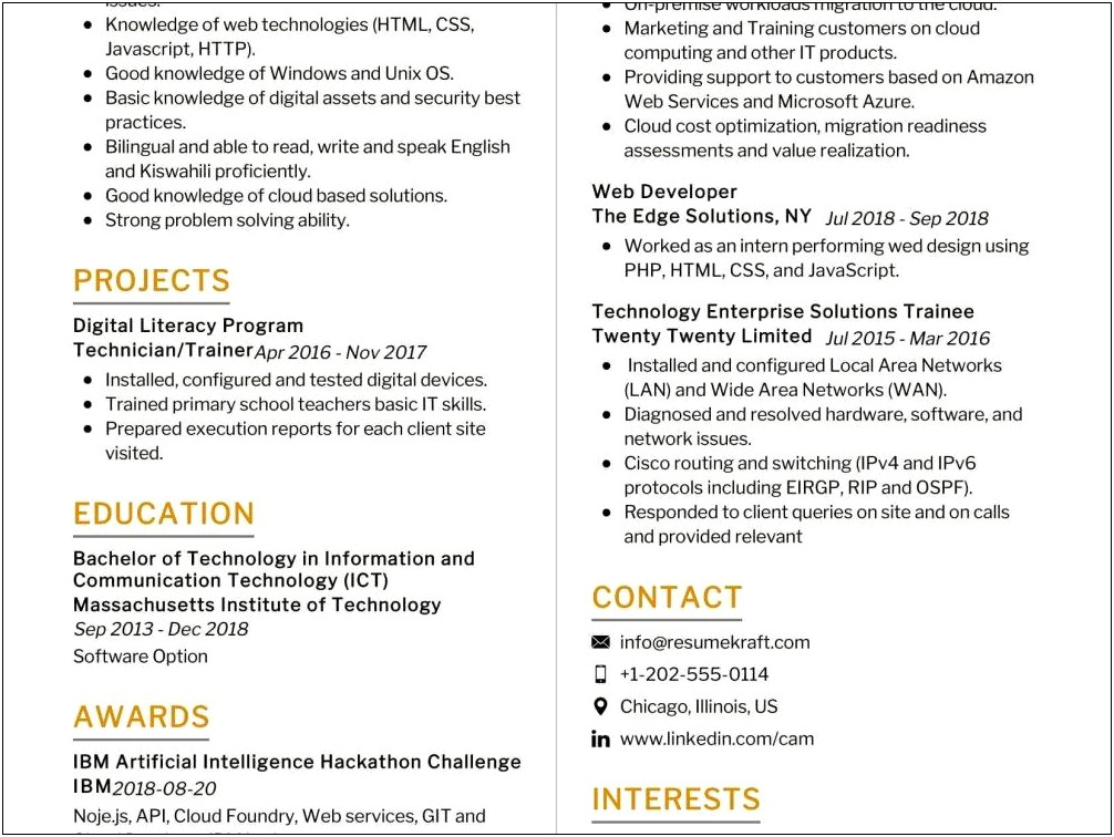 Azure Resume For 4 Years Experience