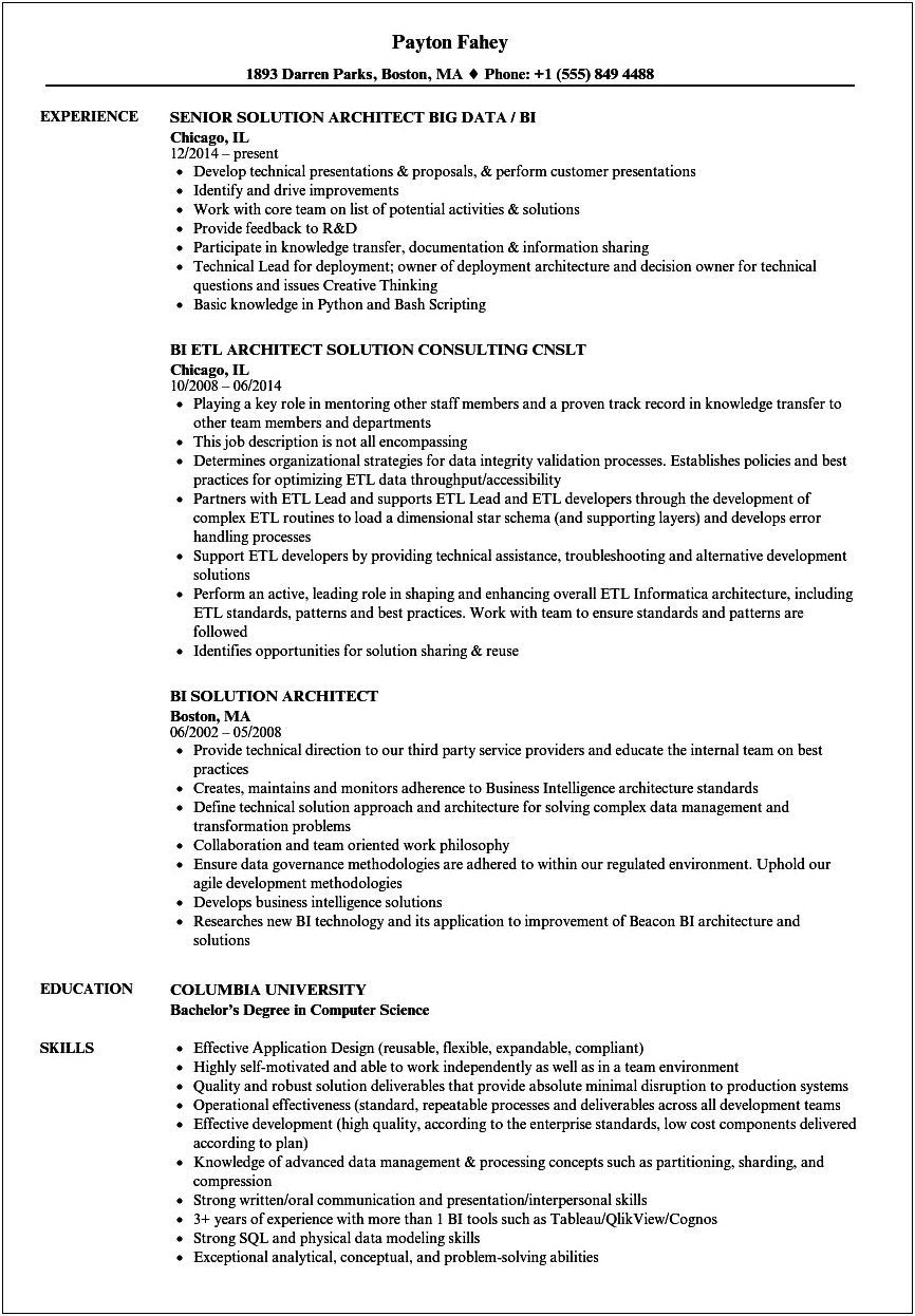 Ba With Oracle Oss Bss Sample Resume