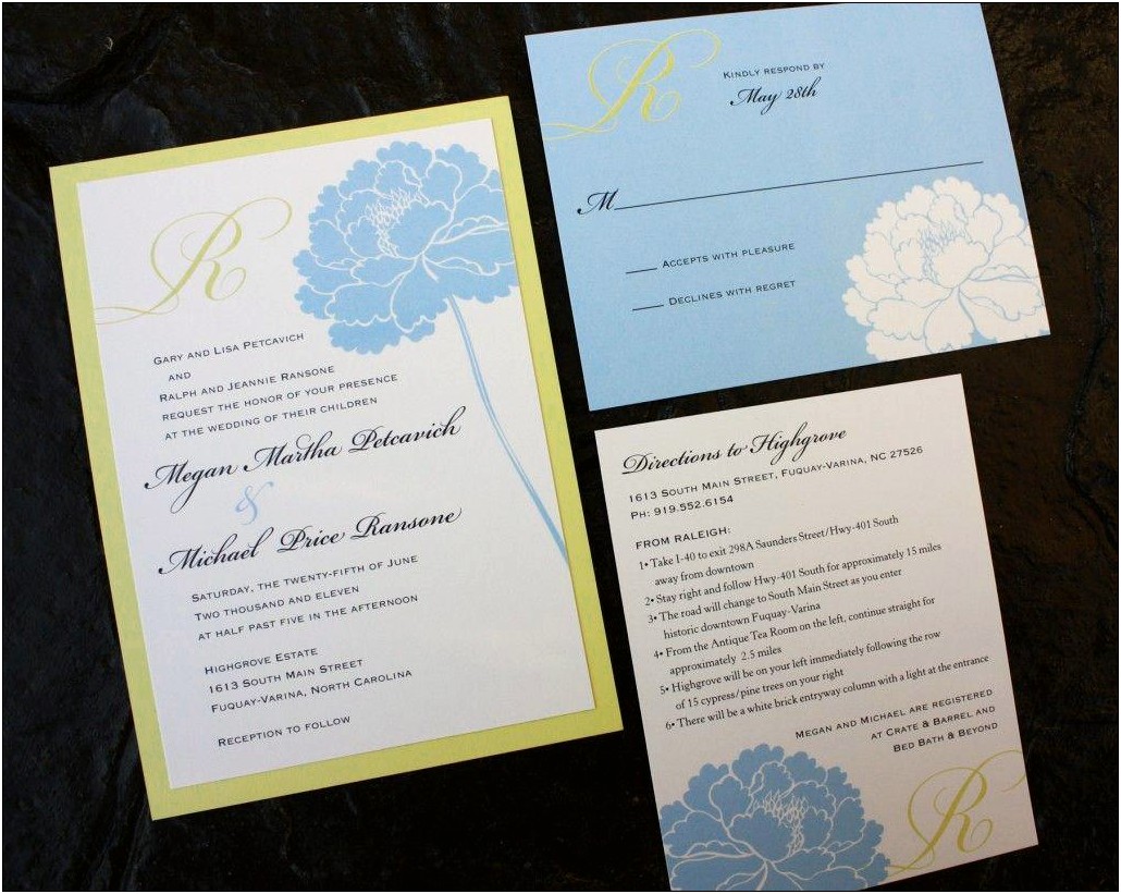 Baby Blue And Yellow Wedding Invitations