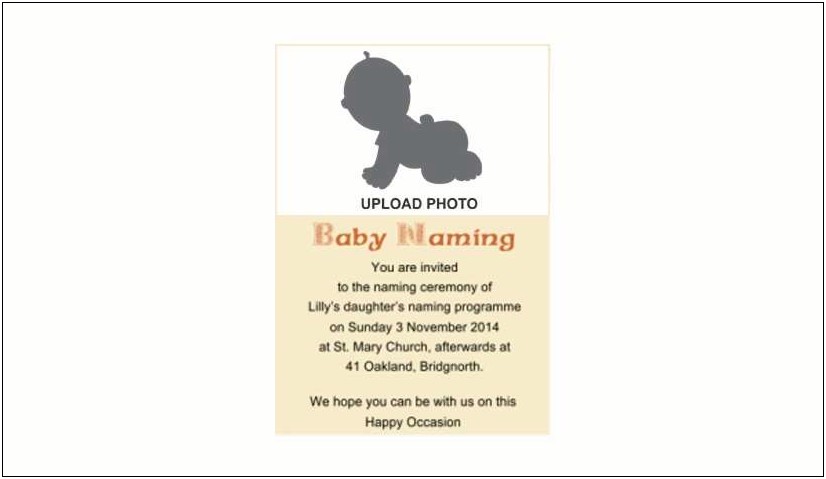 Baby Naming Ceremony Invitation Template Download