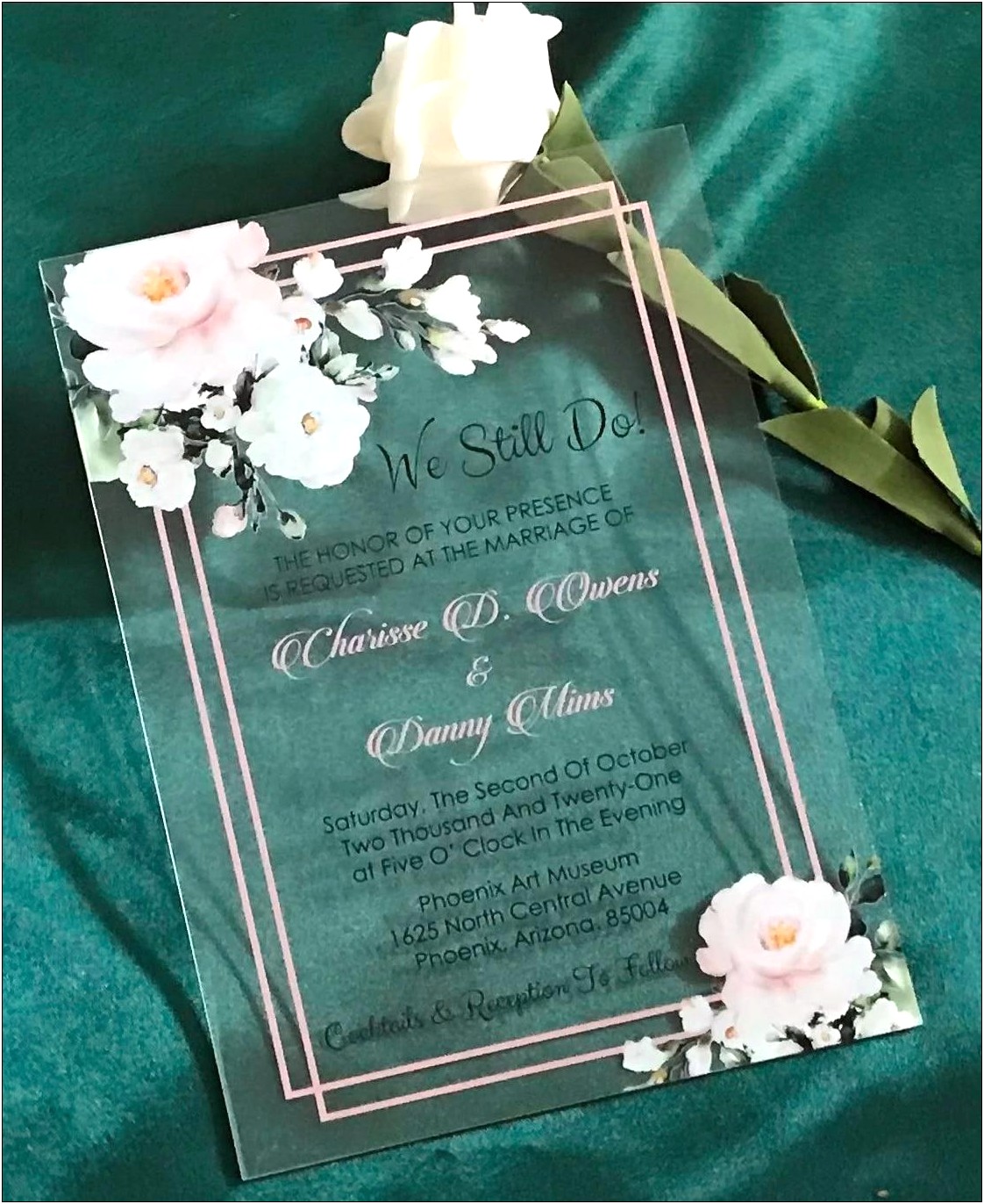 Baby Pink And Silver Wedding Invitations